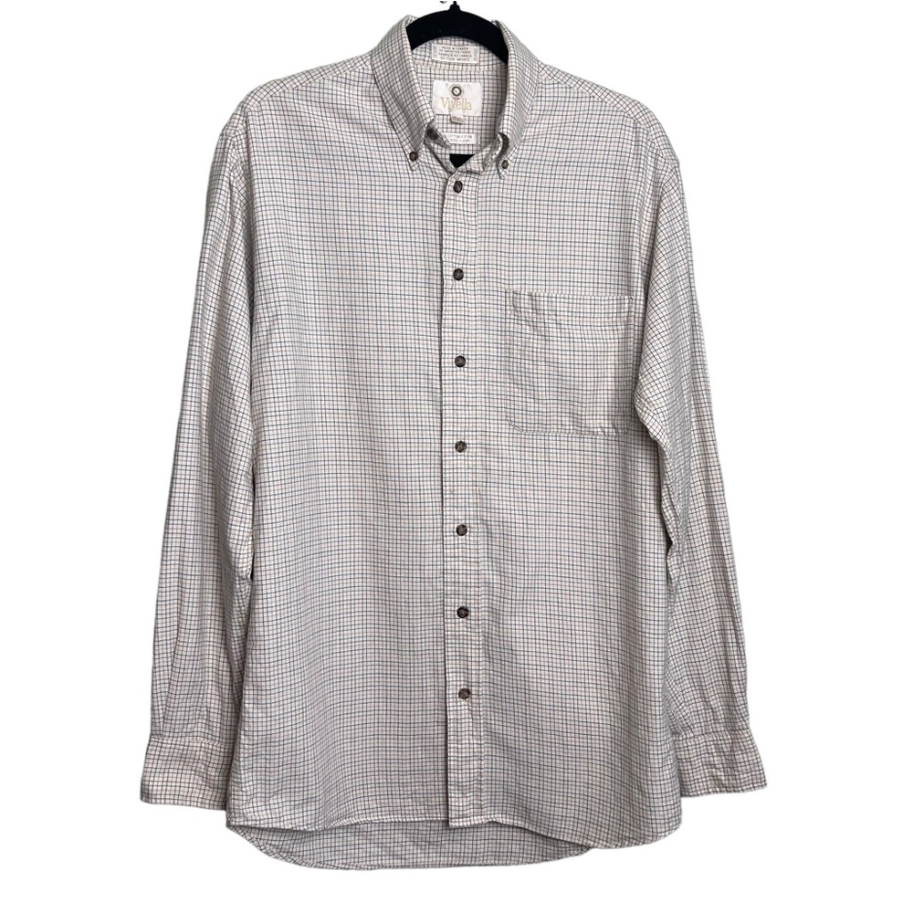 Viyella Mens Long Sleeve Button Down Shirt Cotton Wool Blend